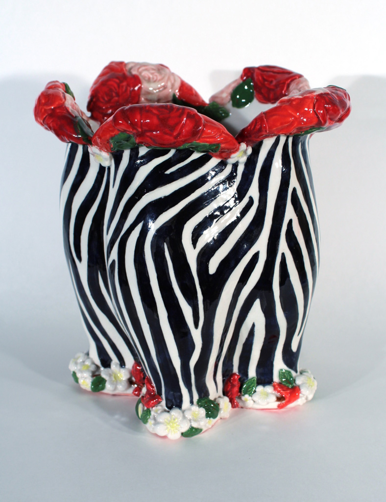 Zebra and Roses Vase