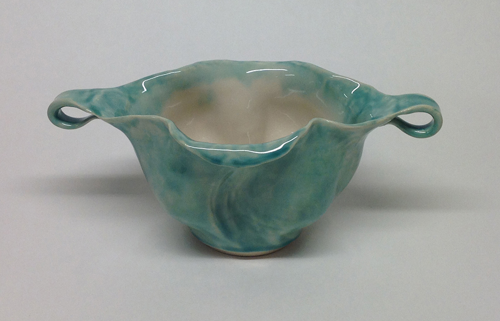 Small Turquoise Vase with Handles, view B