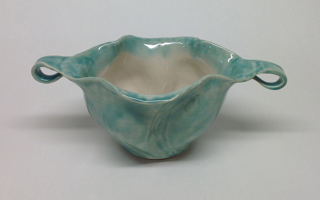 Small Turquoise Vase with Handles, view A